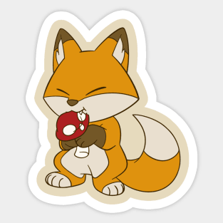 Fox Eating Mushroom Sticker